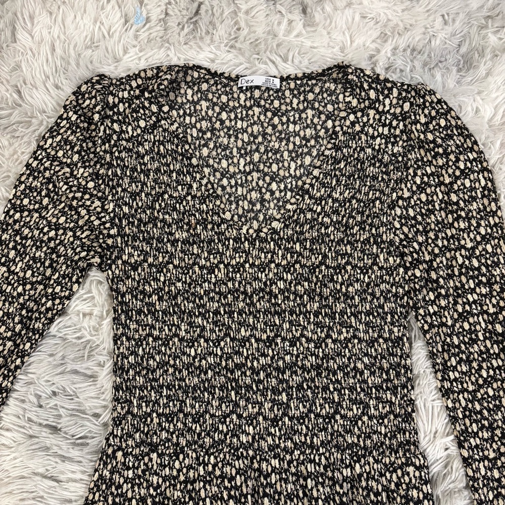 Dex Black and White Floral Long Sleeve Dress - Picture 3 of 10